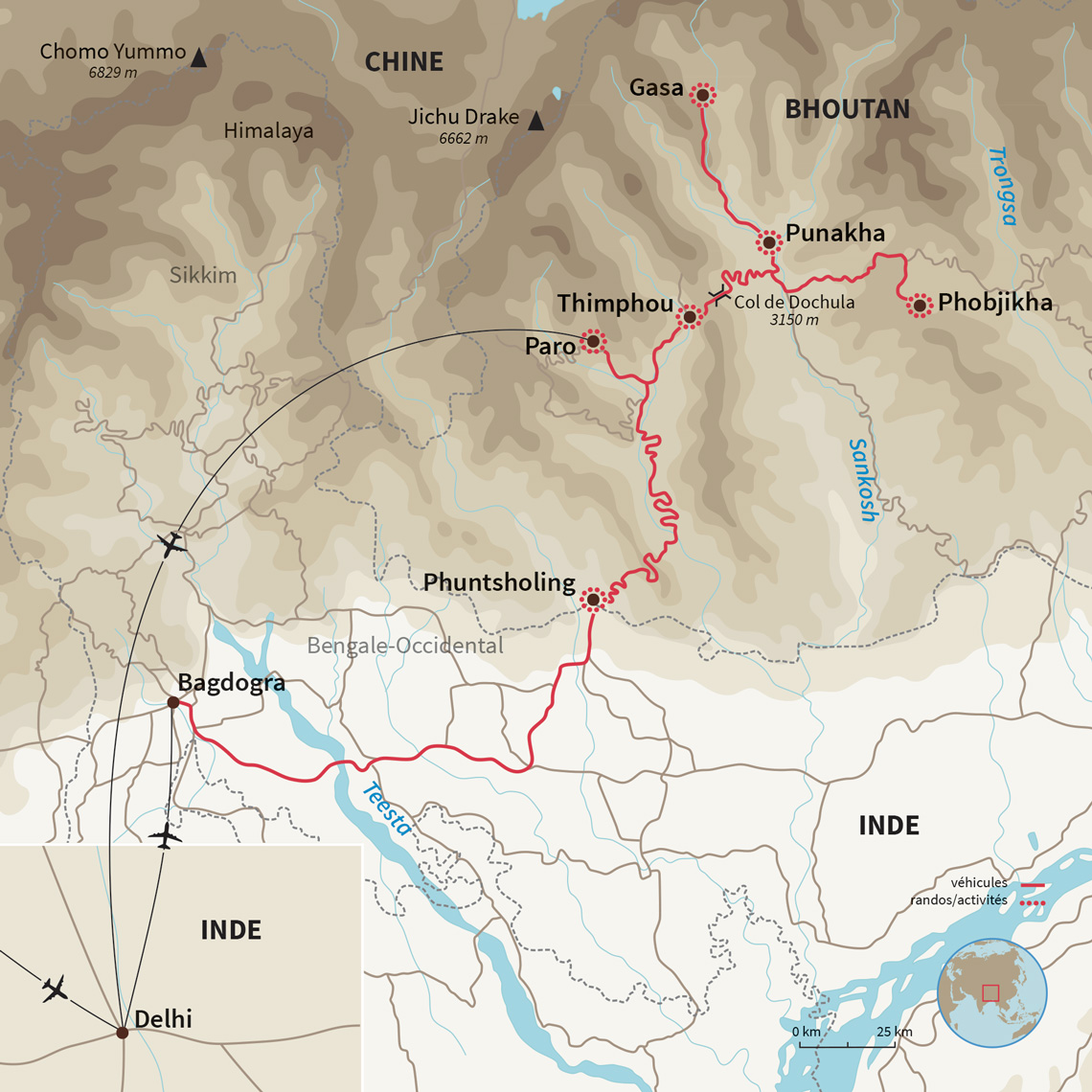 Carte Bhoutan : Bhoutan, le bonheur sur mesure