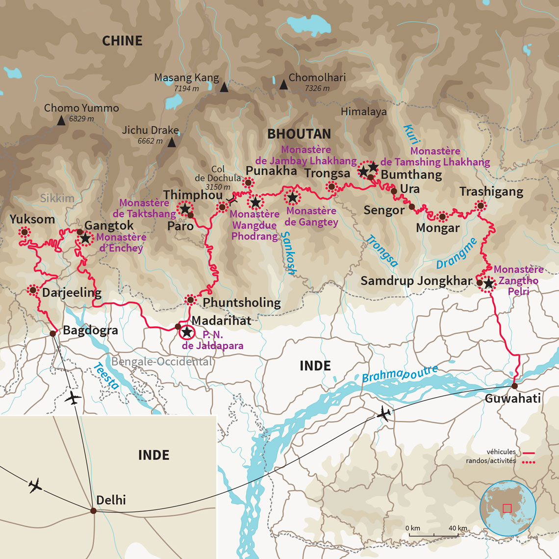 Carte Bhoutan : Les 3 royaumes himalayens