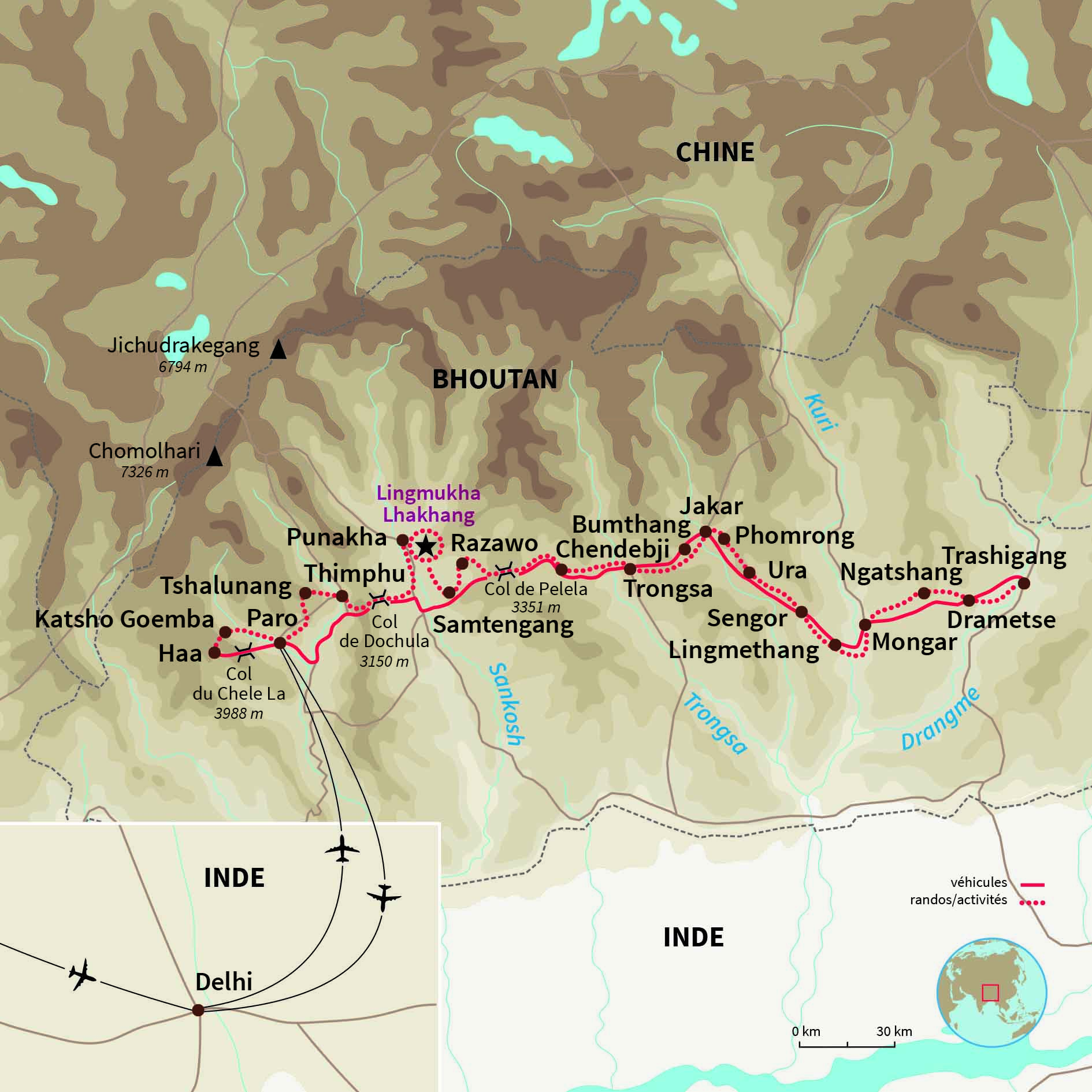 Carte Bhoutan : L'incroyable Trans Bhutan Trail 