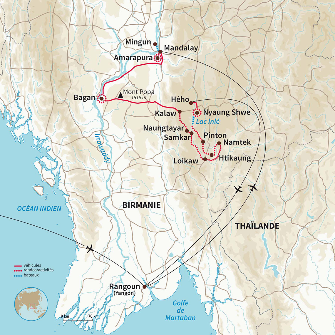 Carte Birmanie : Randonnée en pays Shan