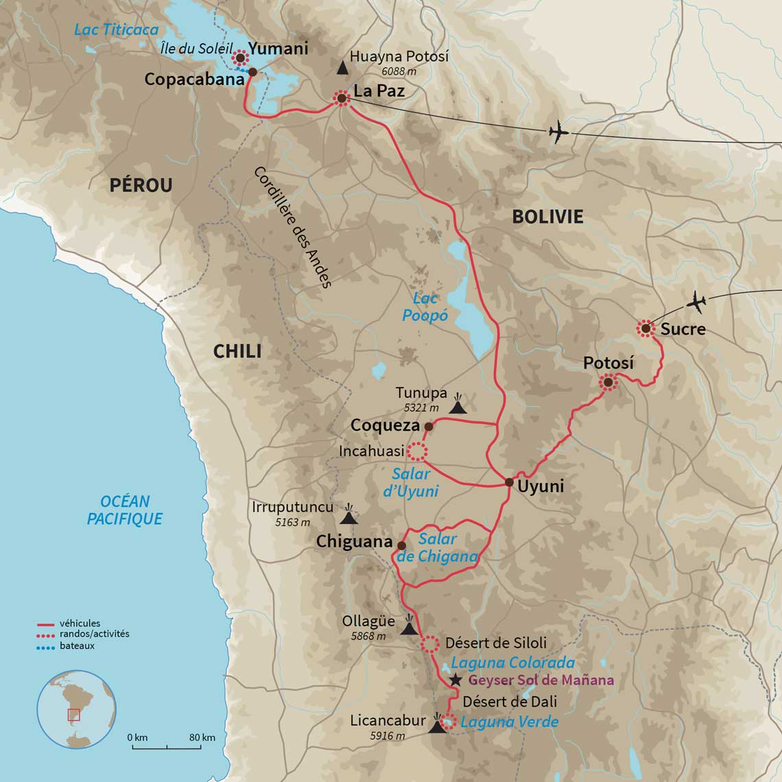 Carte Bolivie : Les joyaux de la Bolivie 