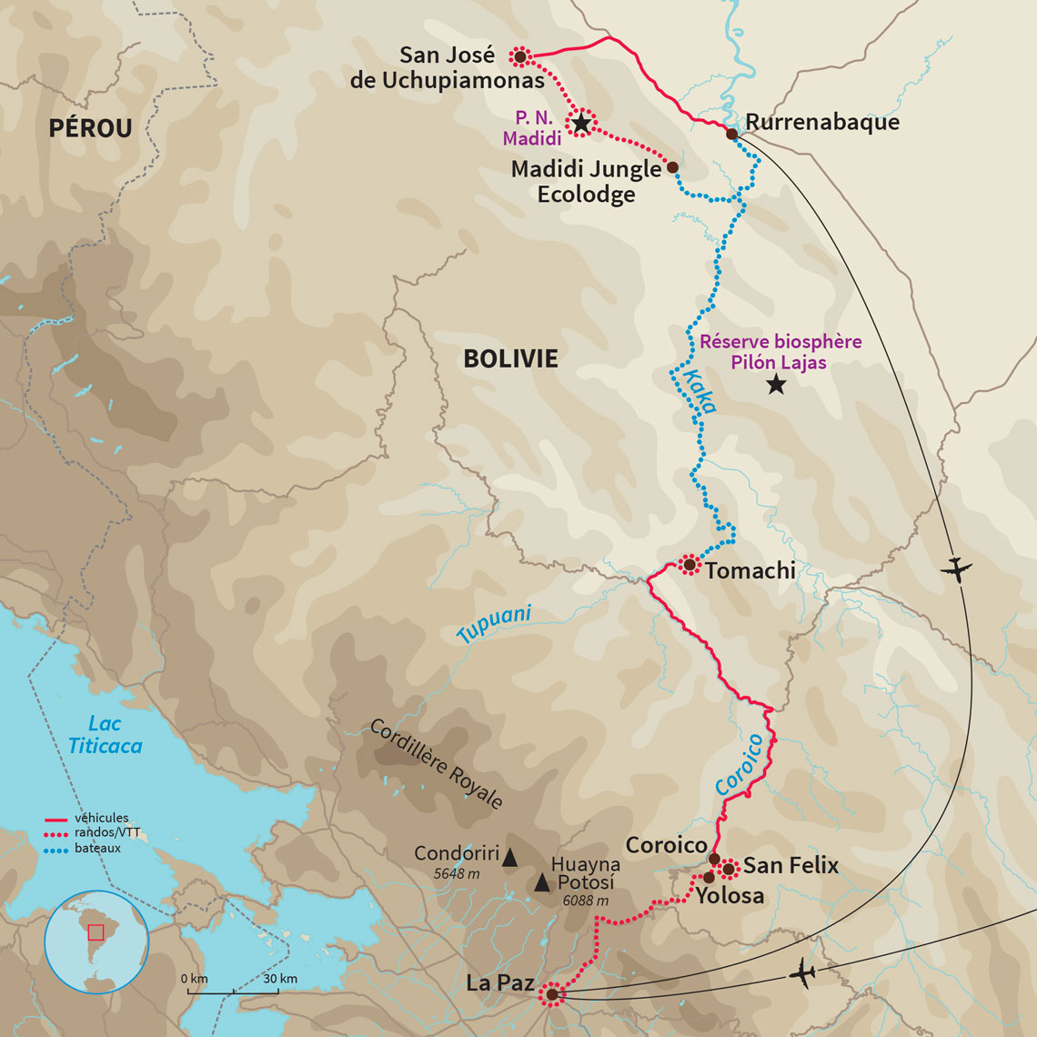 Carte Bolivie : Cœur sauvage de l'Amazonie