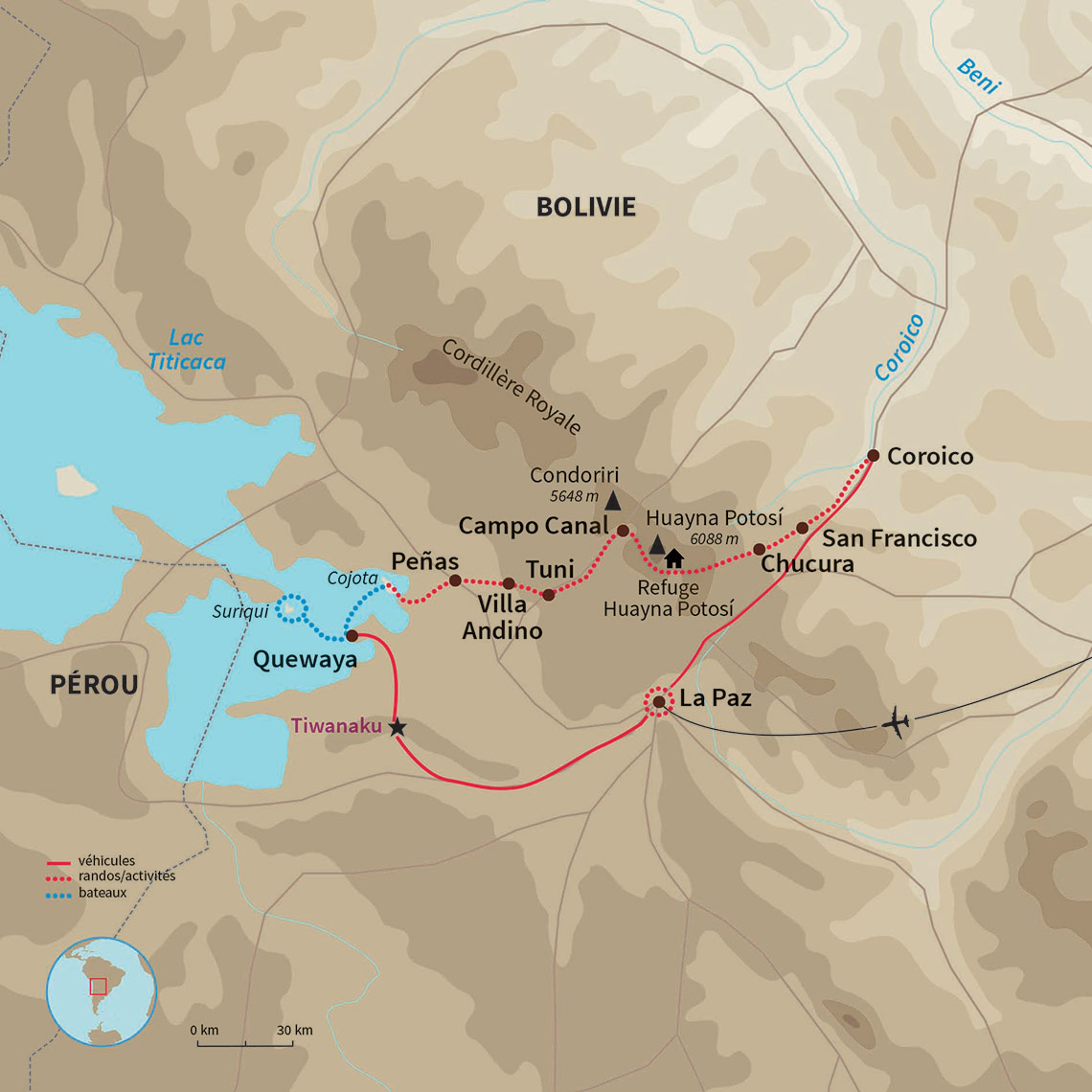 Carte Bolivie : La Transandine