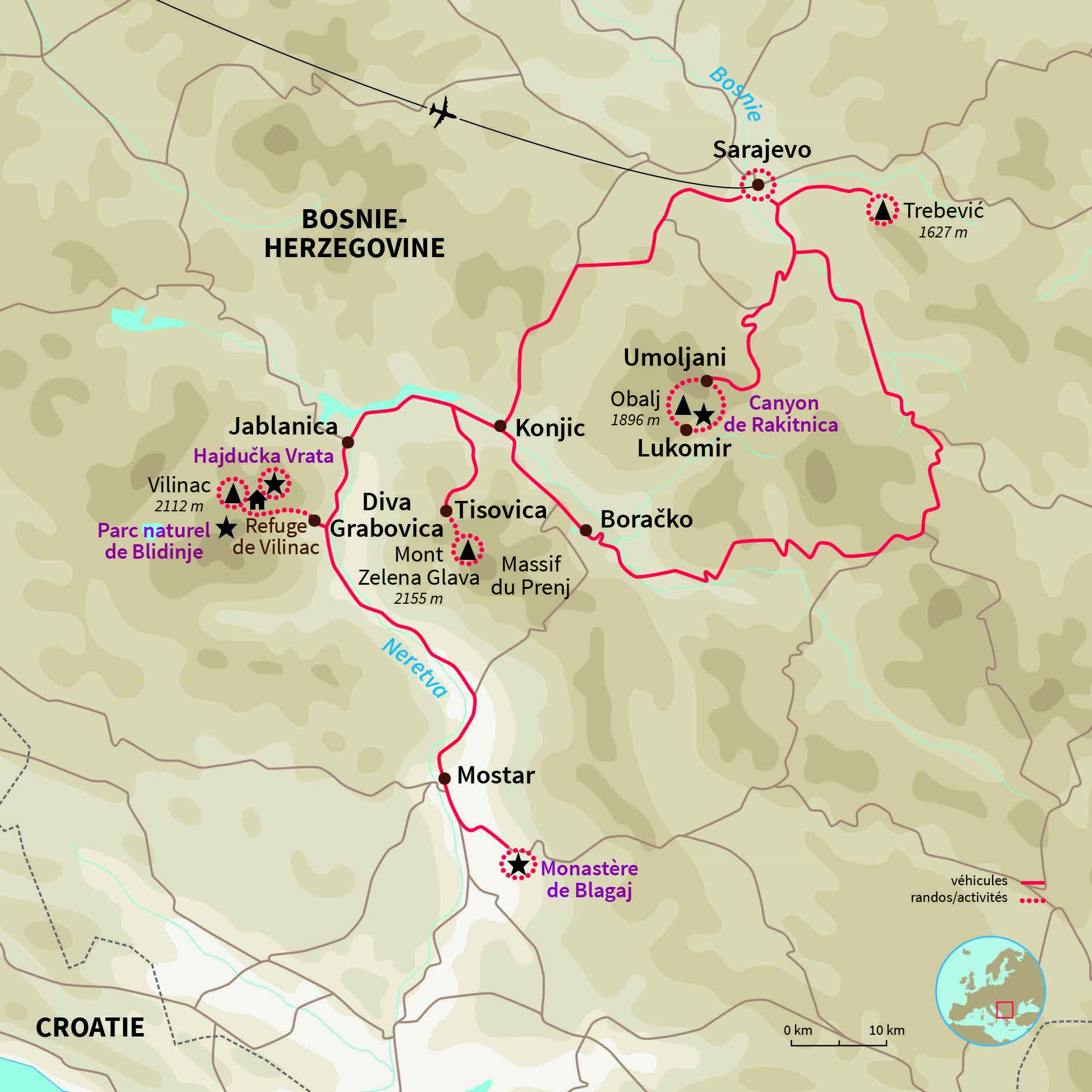 Carte Bosnie herzegovine
 : Aventures en Bosnie 