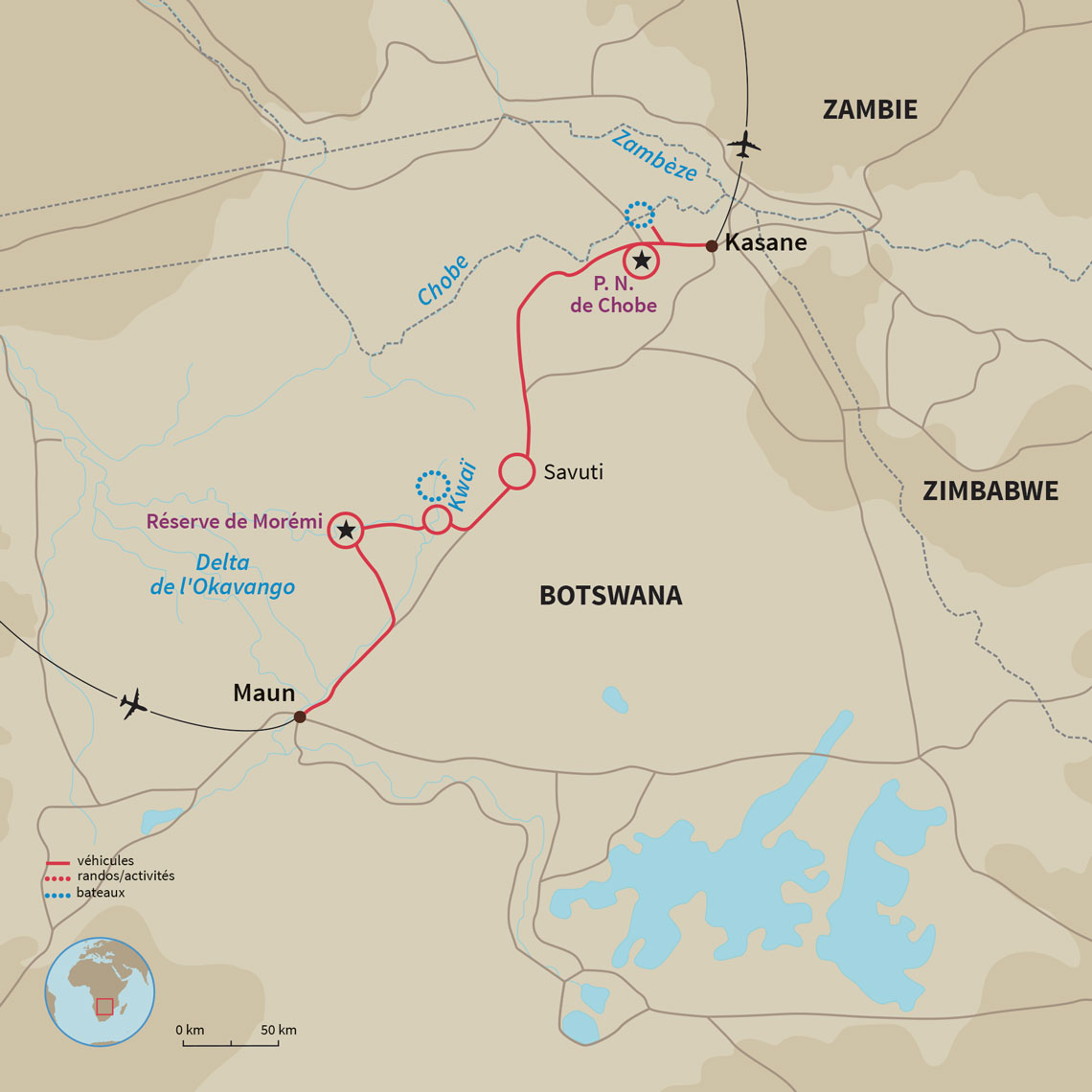Carte Botswana : Au temps des explorateurs !