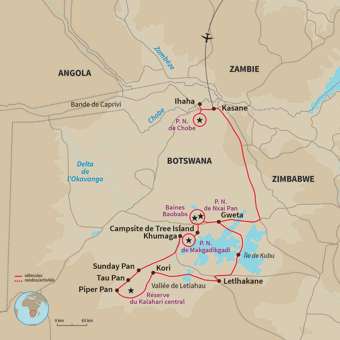 Carte Botswana : Au bout des pistes... Le Central Kalahari
