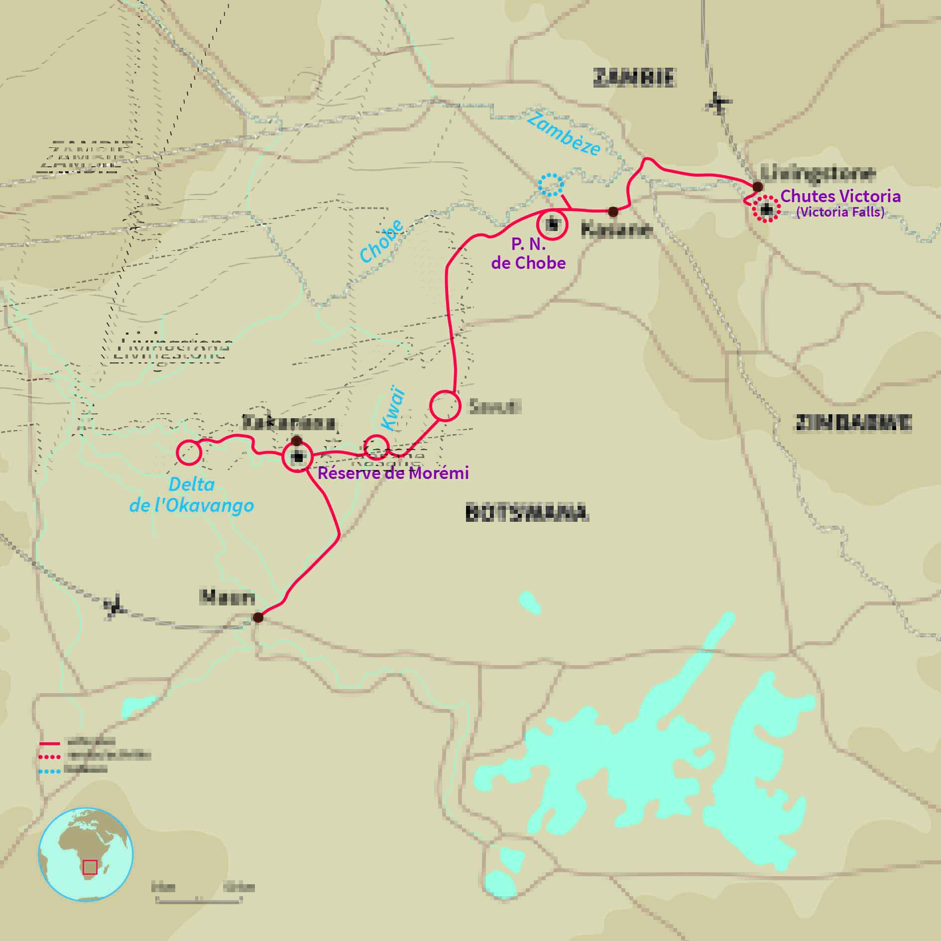 Carte Botswana : Safari sauvage au cœur des parcs !