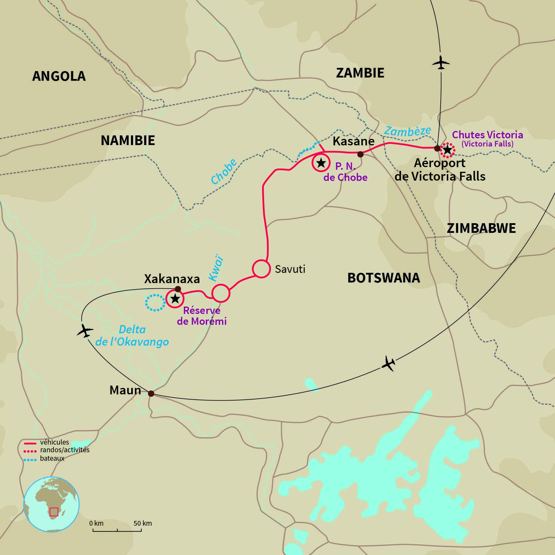 Carte Botswana : Safari d'exception !