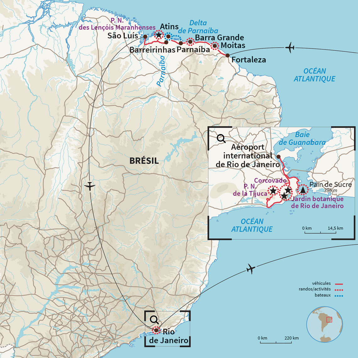 Carte Brésil : Dunes, lagunes & samba : le Brésil en famille