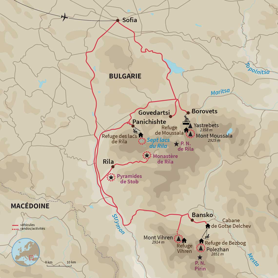 Carte Bulgarie : Trek Rila & Pirin : les toits des Balkans