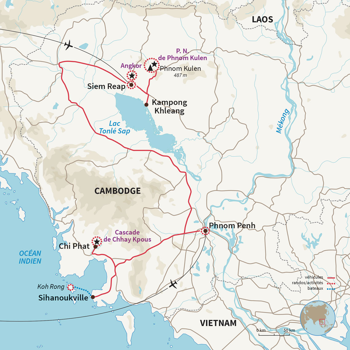 Carte Cambodge : Khmers en folie, d'Angkor aux Cardamomes 