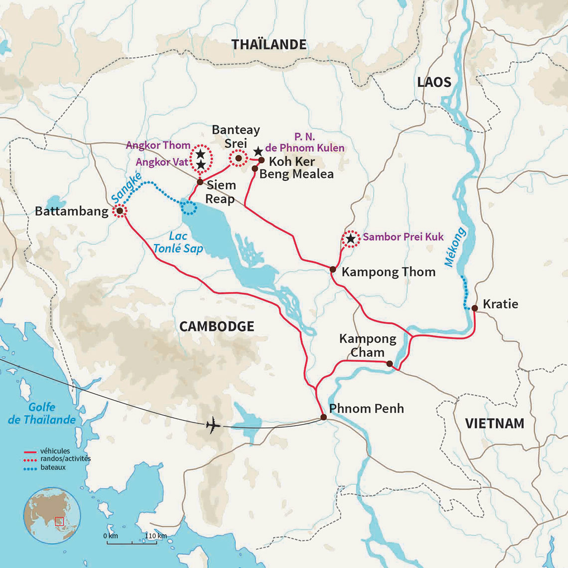 Carte Cambodge : Mes tongs sur le Mékong