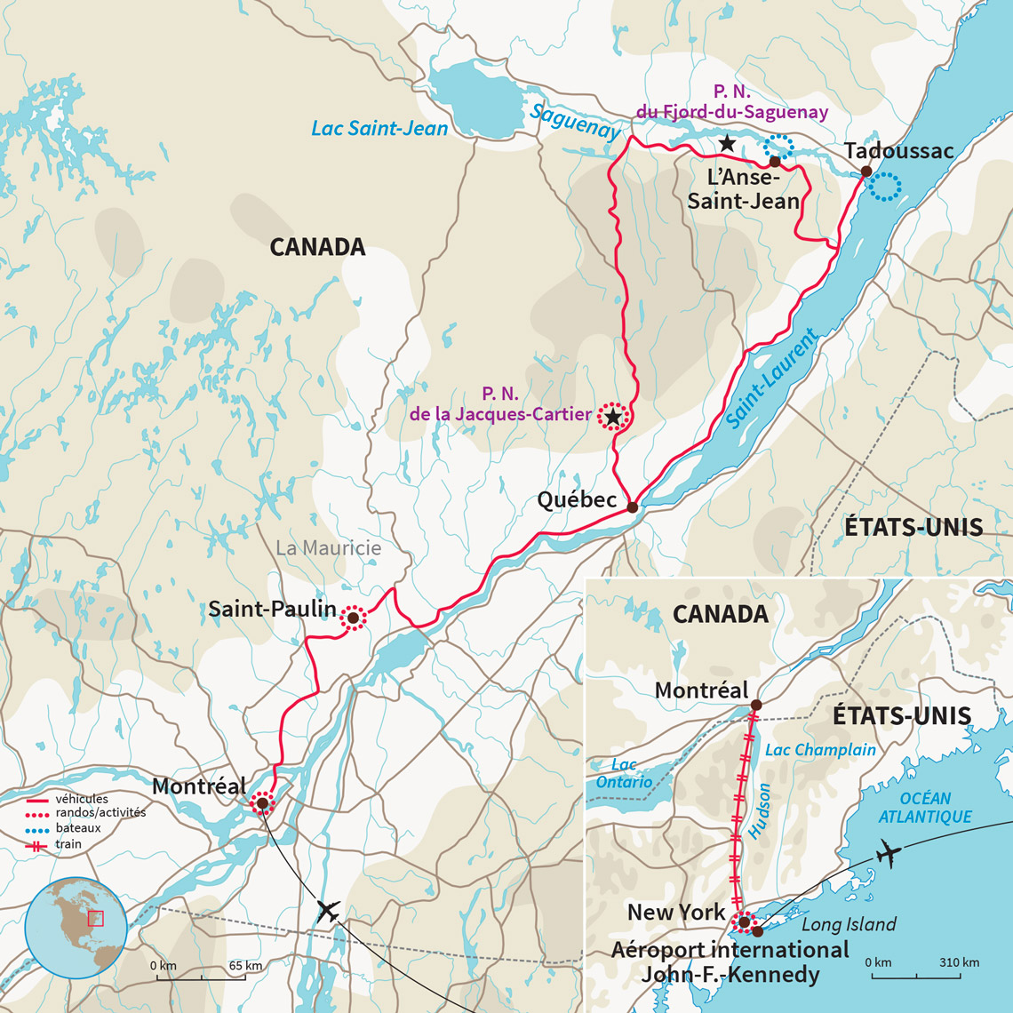 Carte Canada : Québec, New York, l'aventure en famille! 