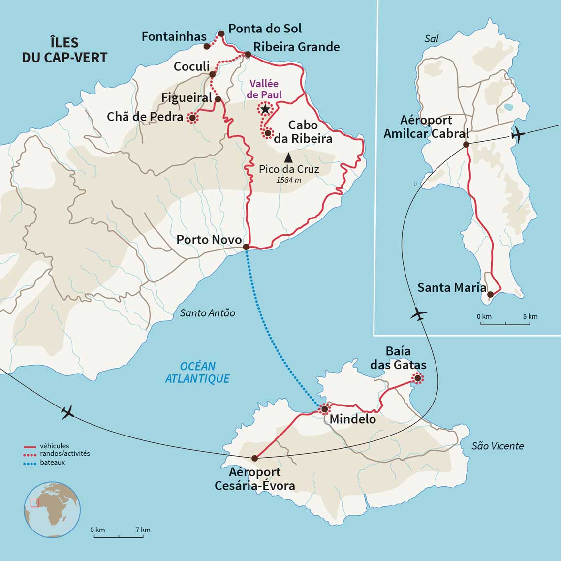 Carte Cap-Vert : Les aventuriers du Cabo Verde & plage de Sal