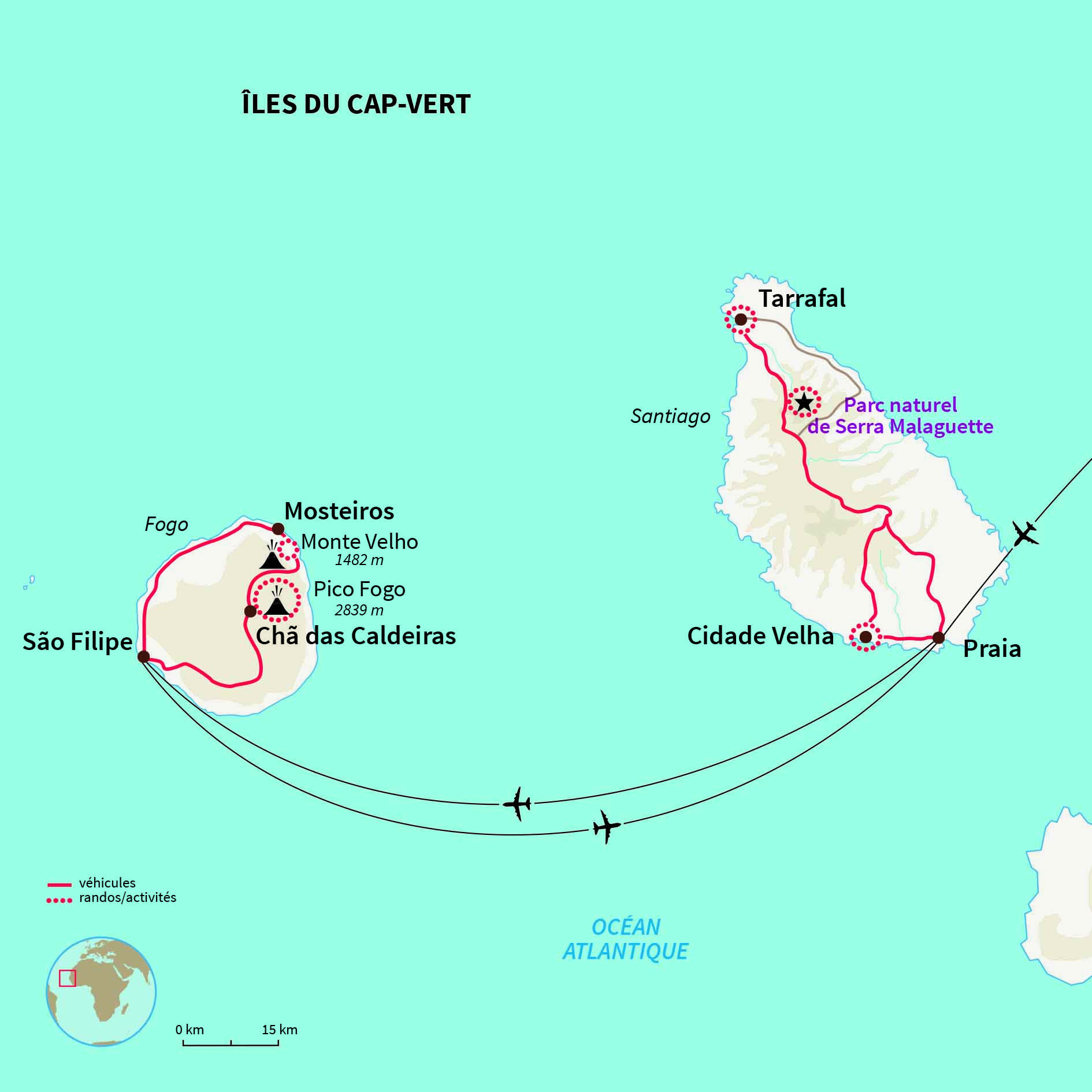 Carte Cap-vert : Mythique Fogo et Santiago !