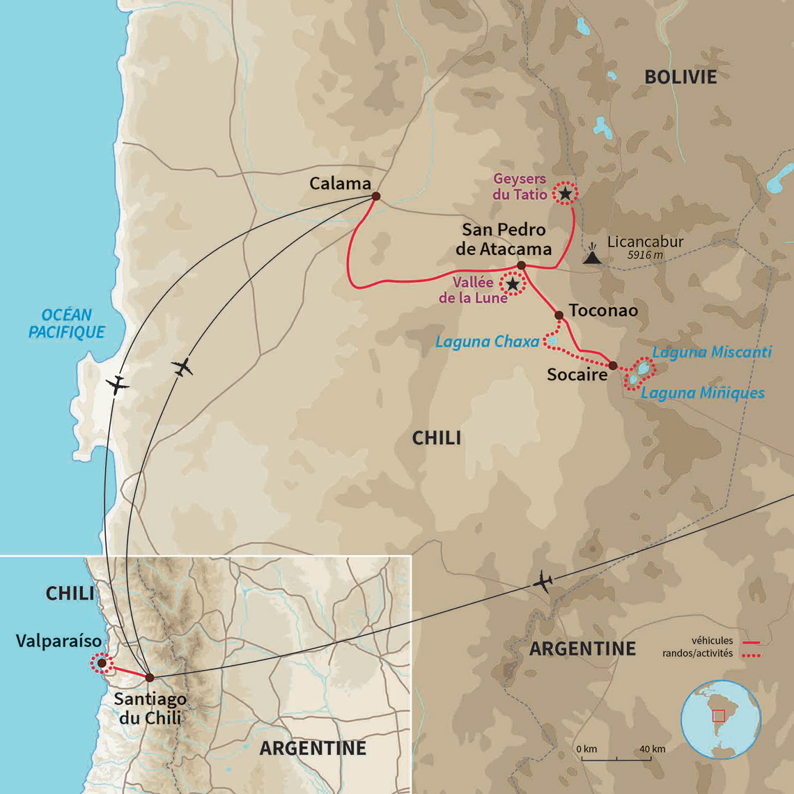Carte Chili : Culture, désert et vignes