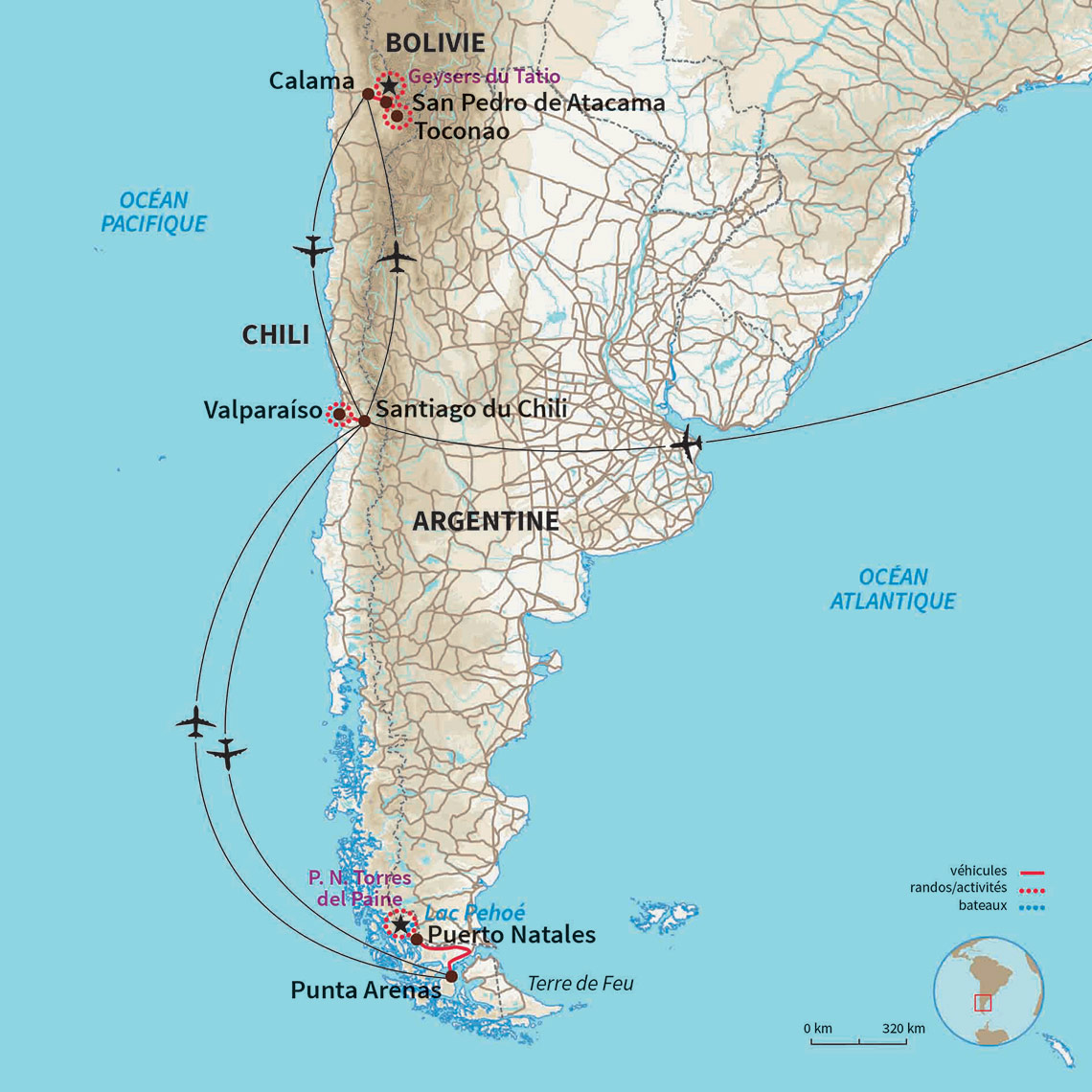 Carte Chili : Les incontournables du Chili en autotour