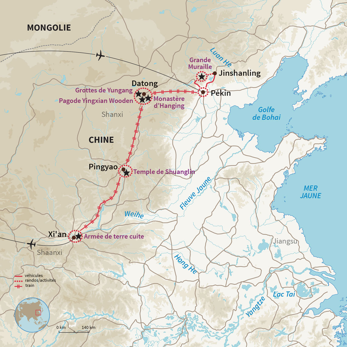 Carte Chine : Dans les pas des Empereurs, de Pékin à Xi’an