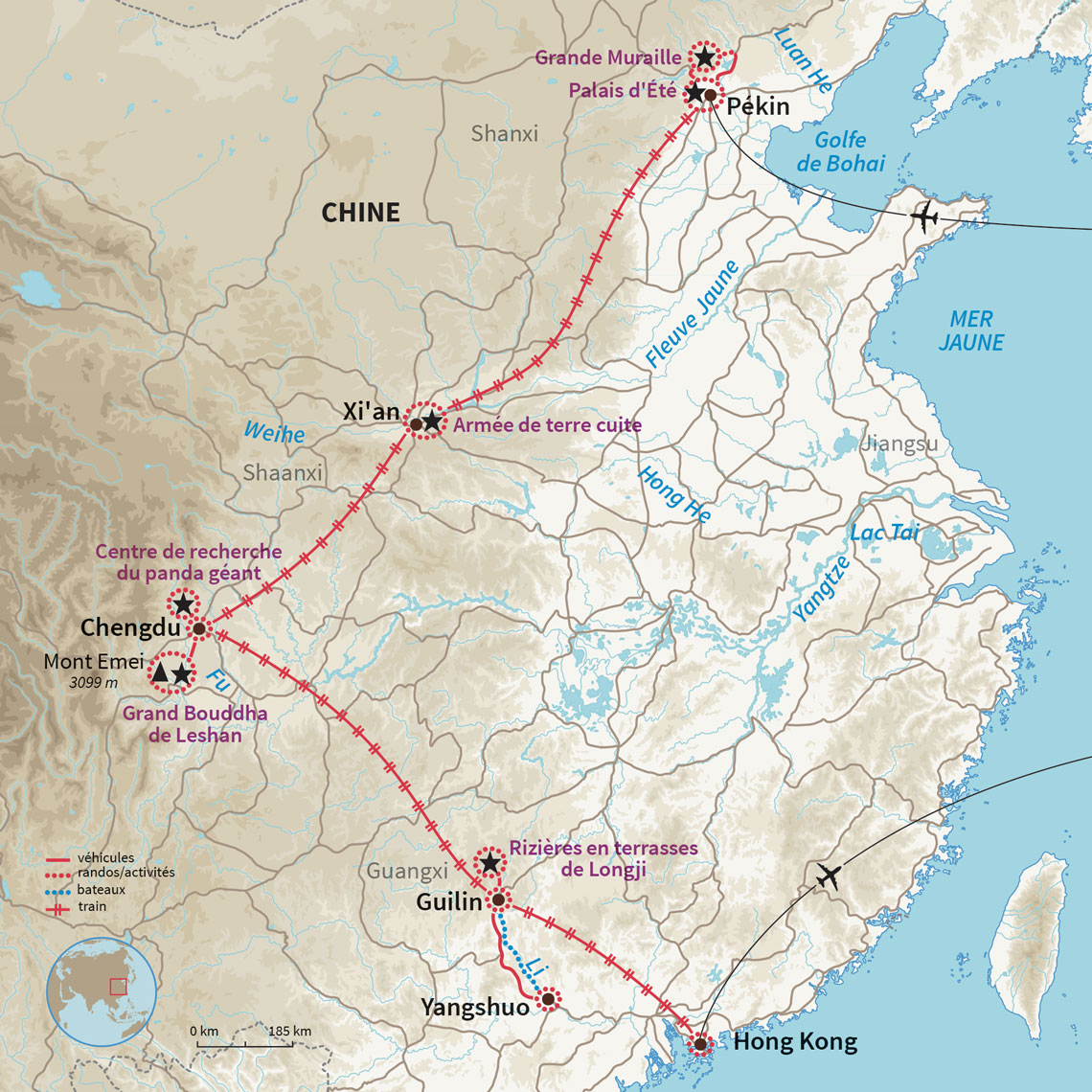 Carte Chine : Les incontournables de la Chine en train