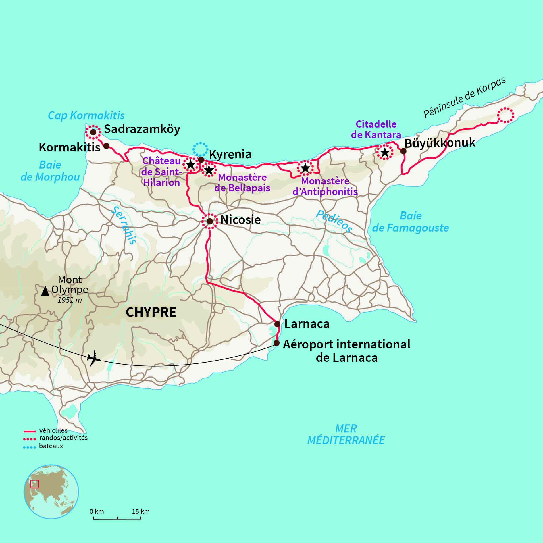 Carte Chypre : Rando & hammam entre filles
