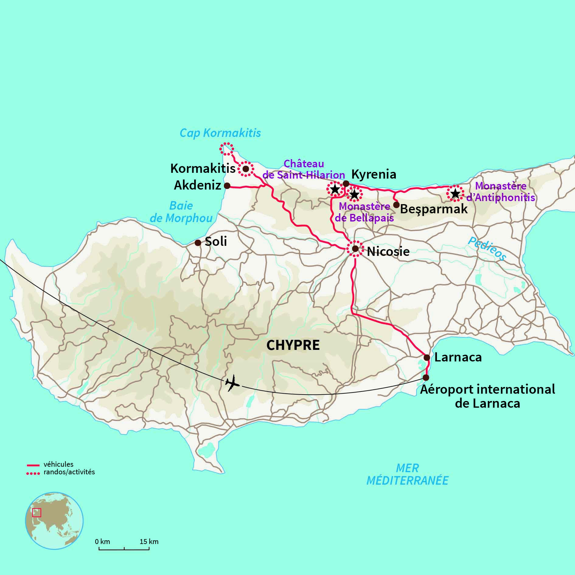 Carte Chypre : Sur les sentiers des sites antiques
