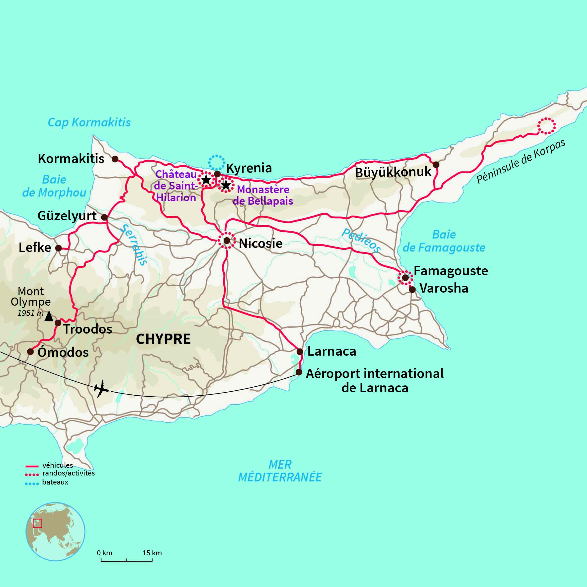 Carte Chypre : Chypre d'Orient & d'Occident 