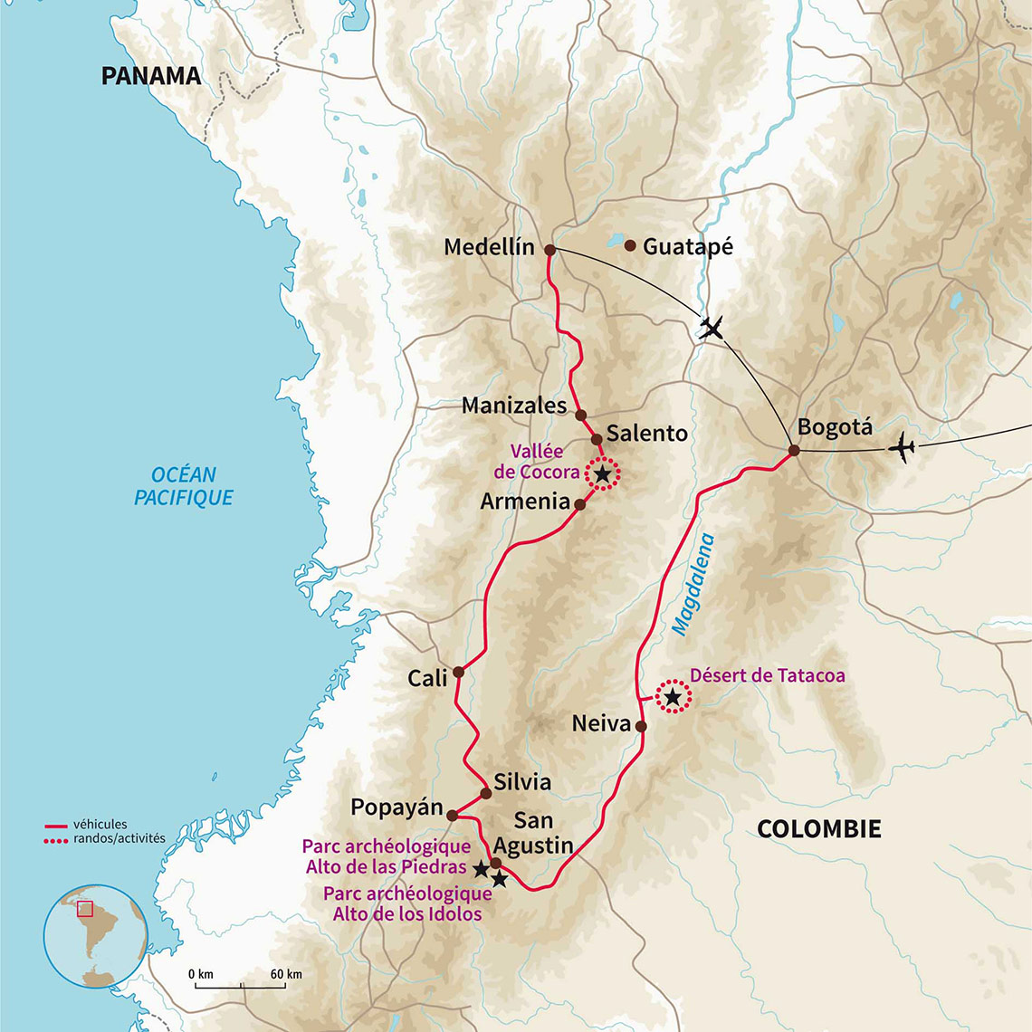 Carte Colombie : Trésors de la Colombie