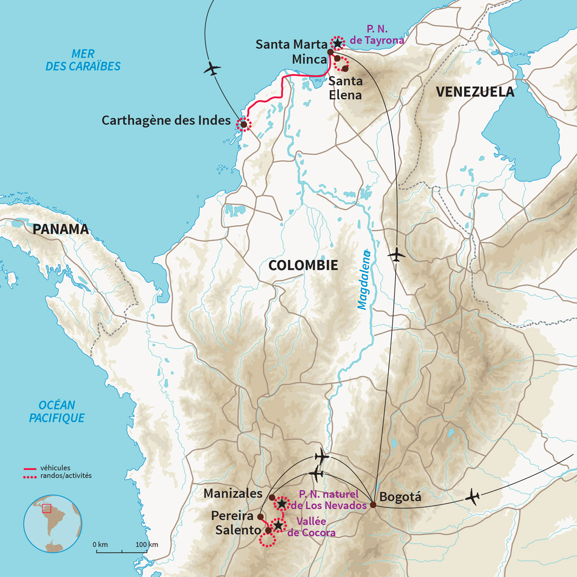 Carte Colombie : Caminata Colombiana 