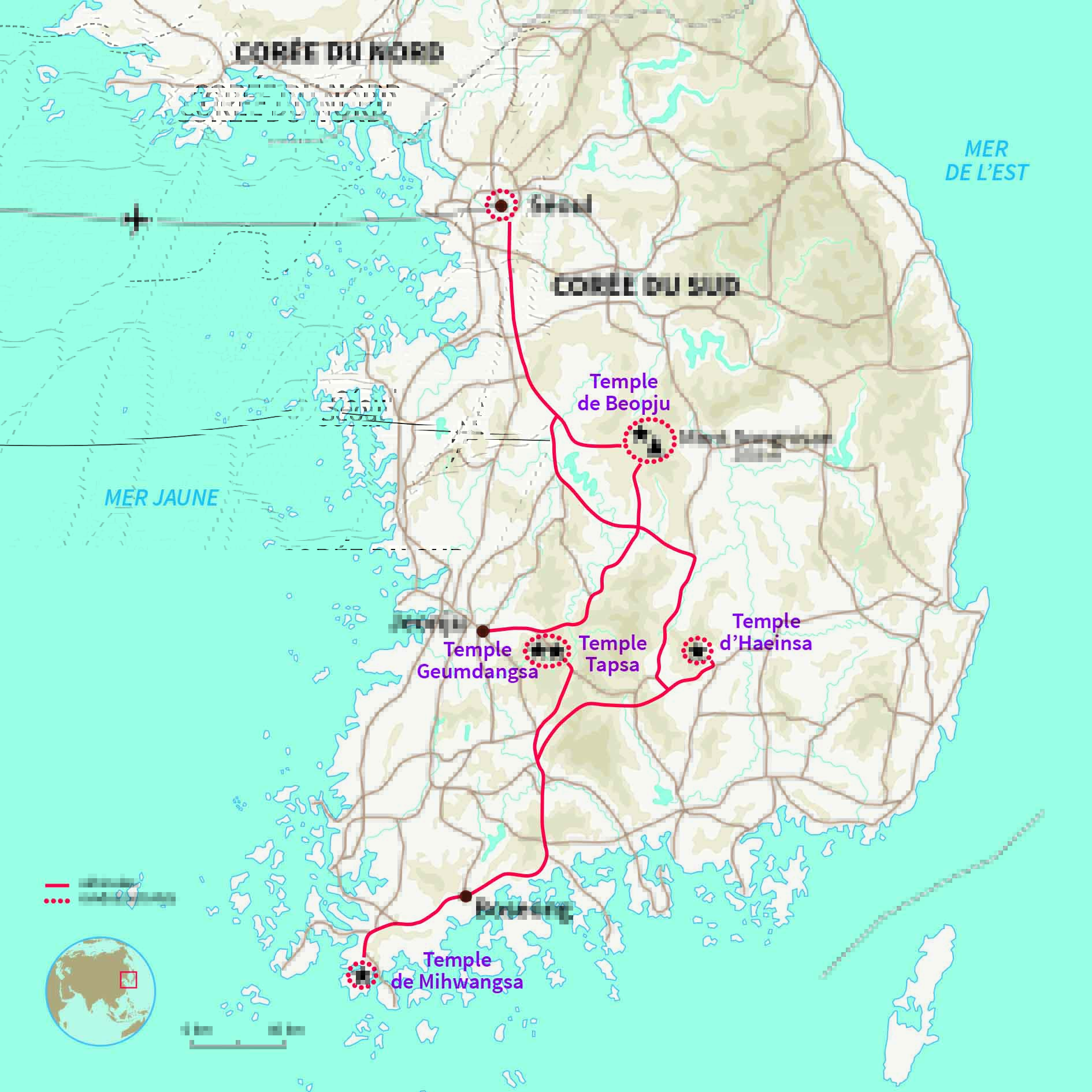 Carte Corée du sud : Immersion monastique en Corée du sud !