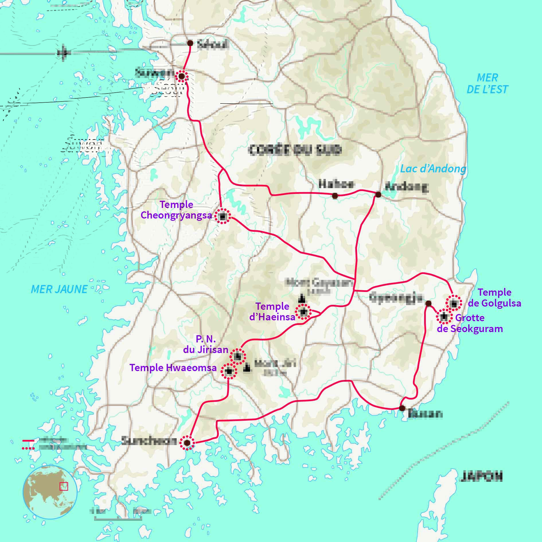 Carte Corée du sud : Randonnée au pays du matin calme !
