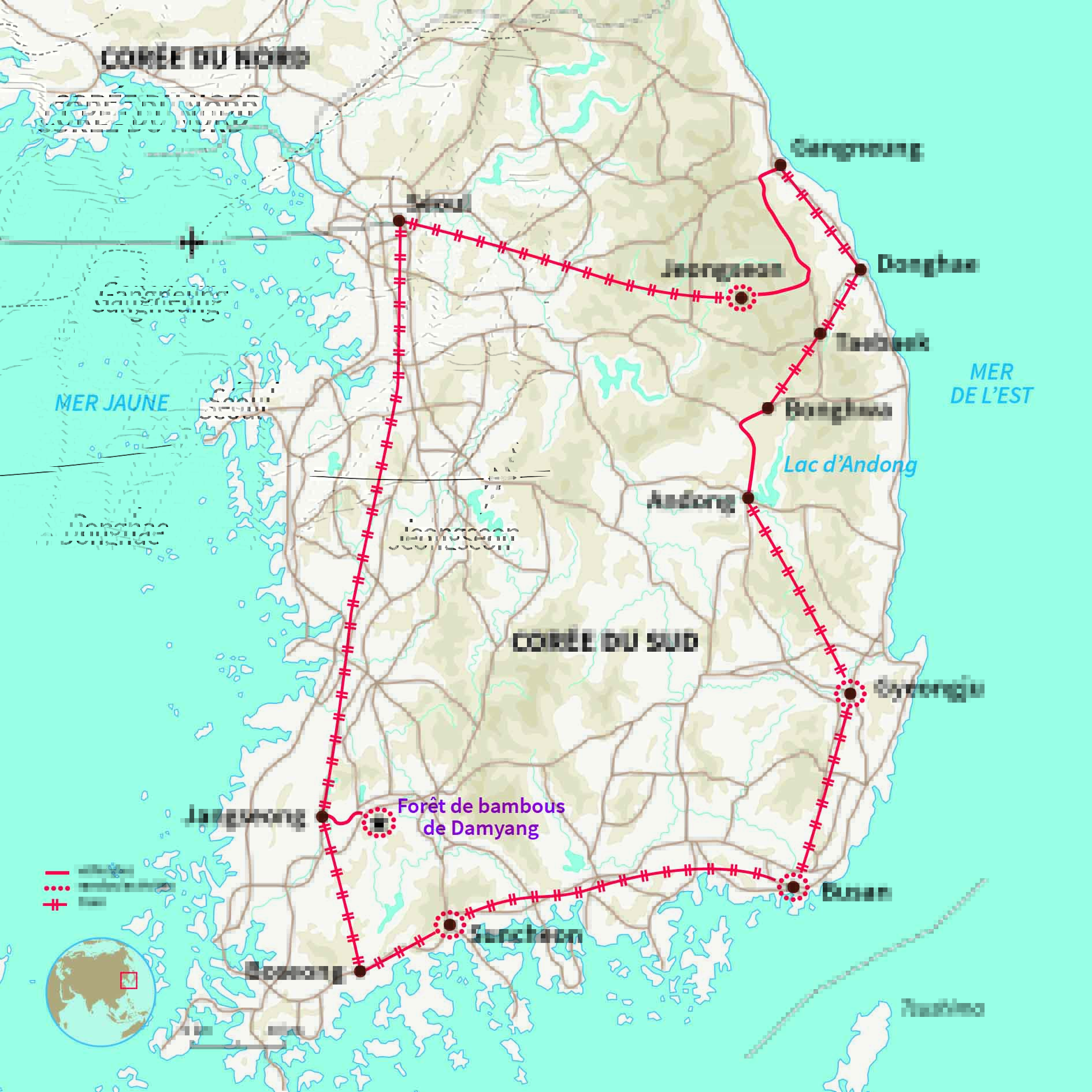 Carte Corée du sud : Un train pour la Corée du Sud !