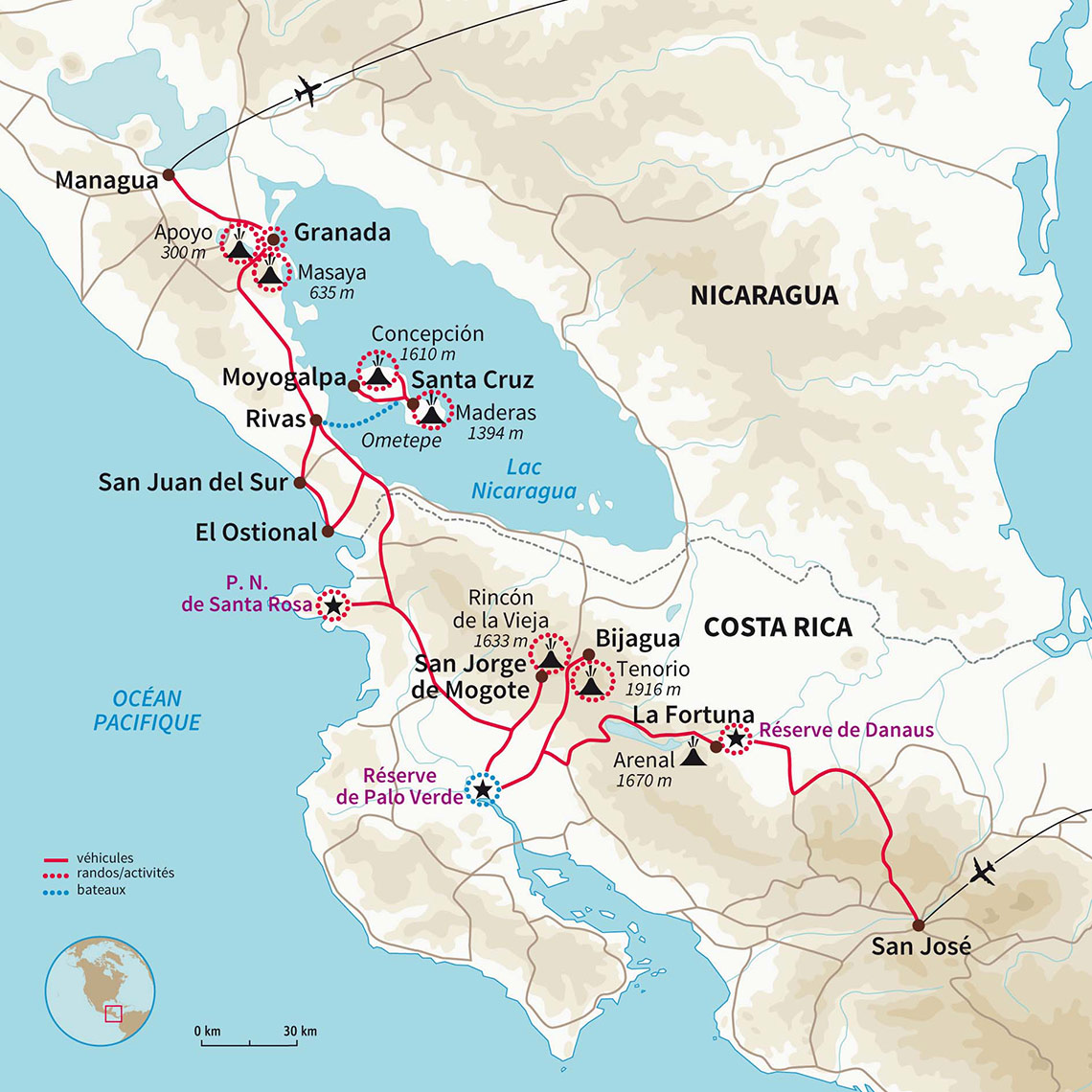 Carte Costa rica : Entre volcans et Pacifique