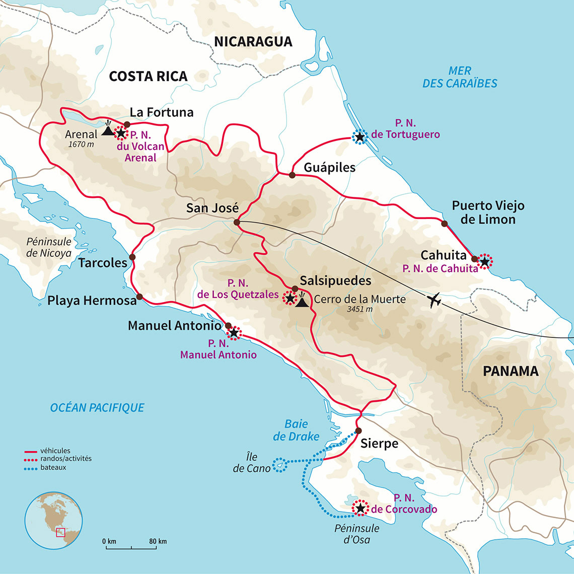 Carte Costa rica : Le Costa Rica sans concession