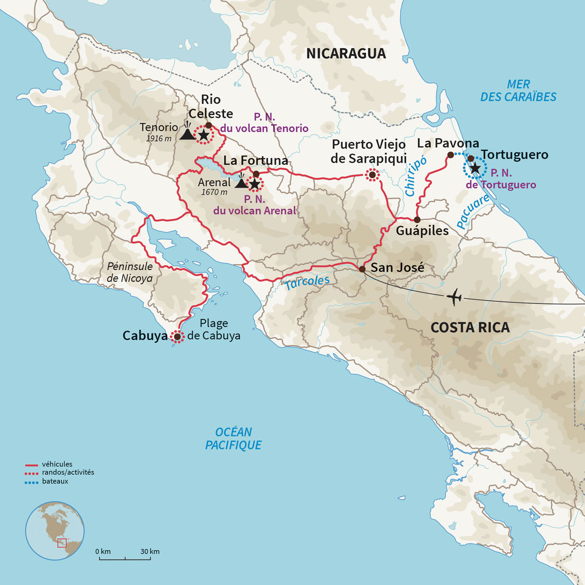 Carte Costa Rica : Un été au Costa Rica 