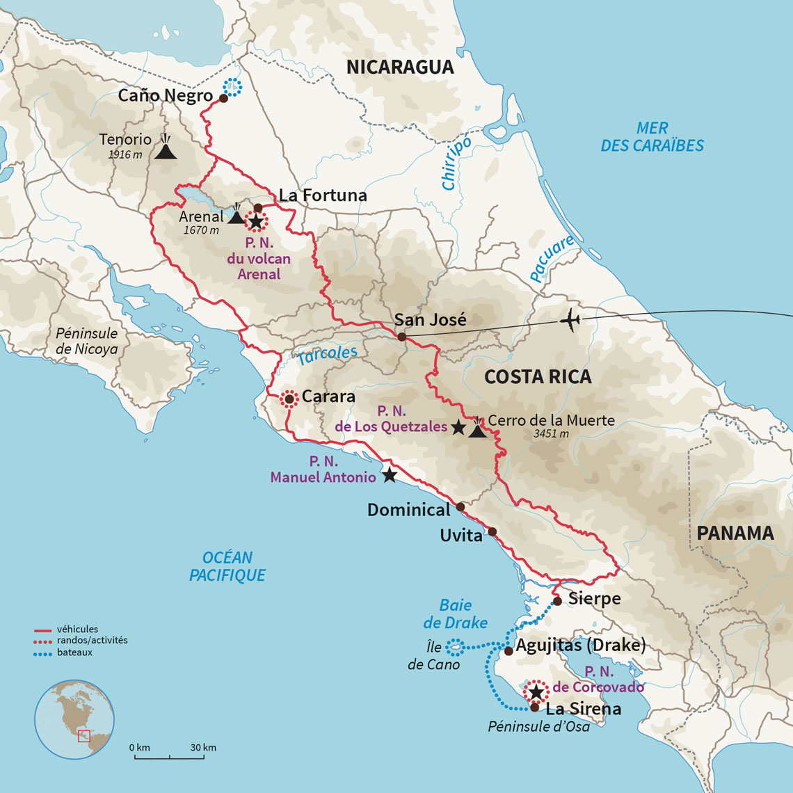 Carte Costa Rica : Costa Rica en famille, l’aventure sauvage