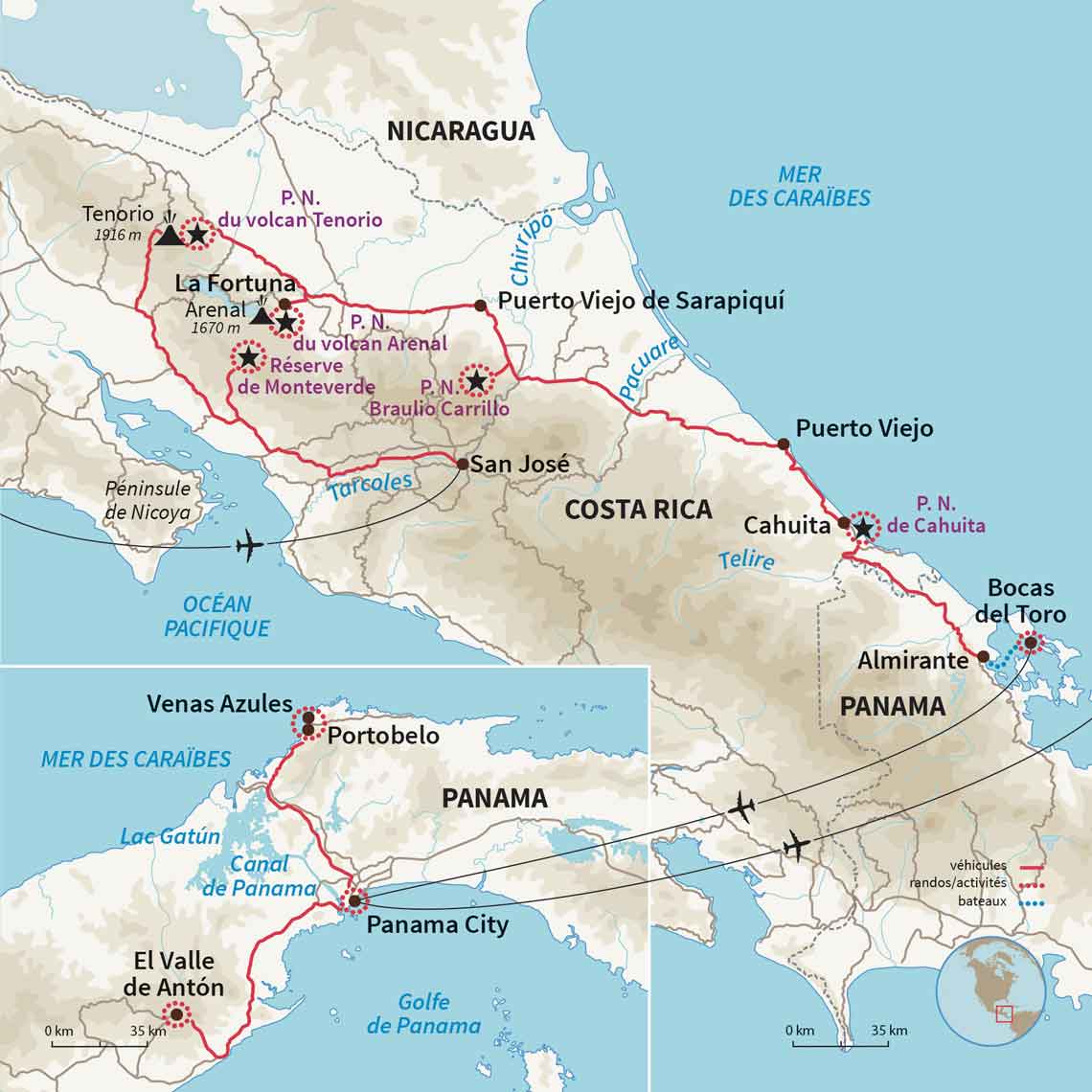 Carte Costa Rica : Symphonie tropicale du Costa Rica au Panama