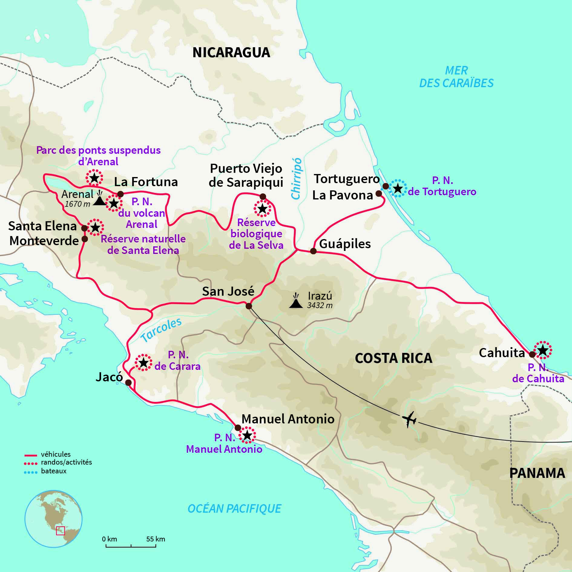Carte Costa rica : Le Costa Rica, l'aventure pour tous! 