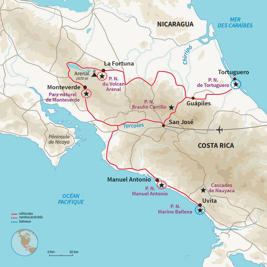 Carte Costa Rica : Un été au Costa Rica 