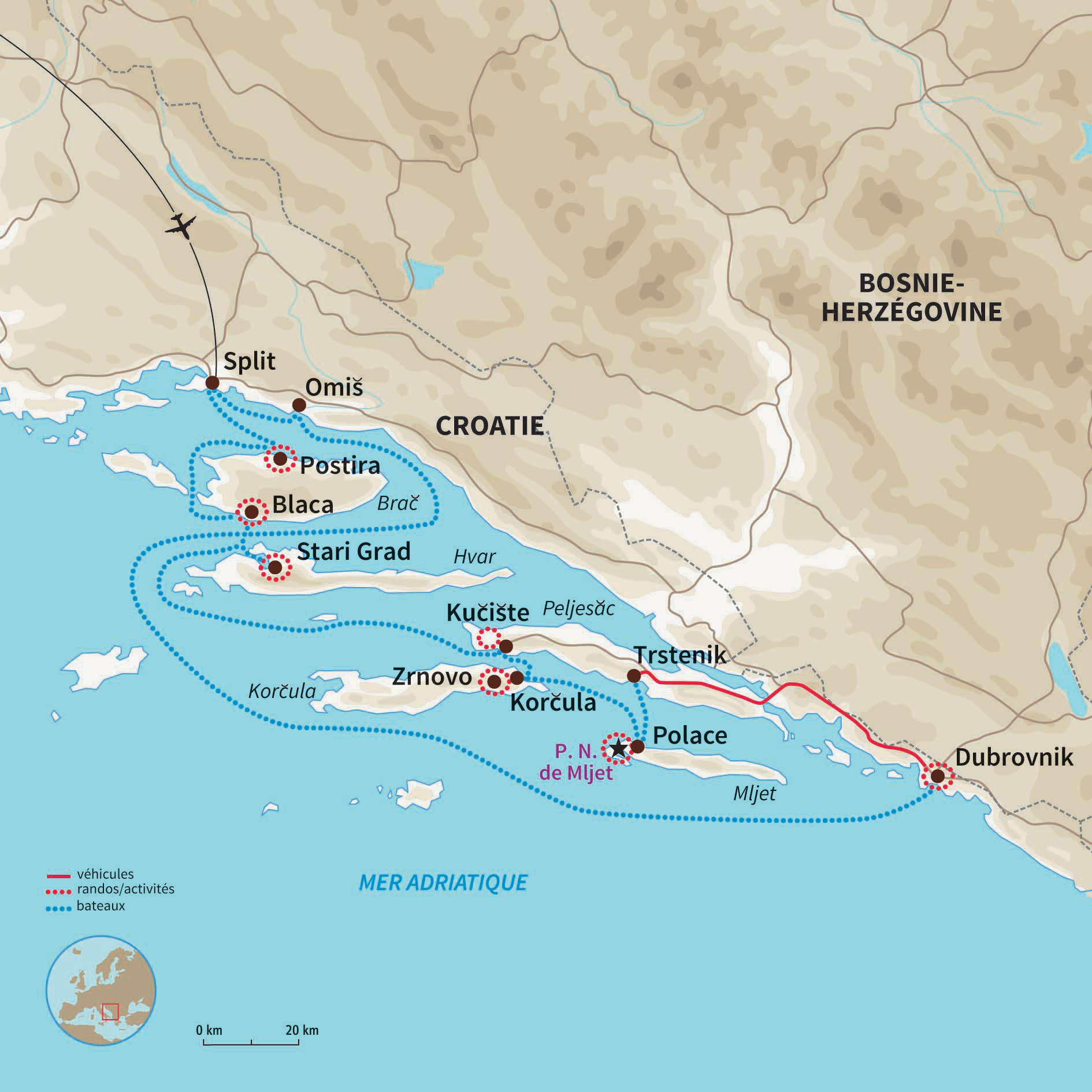 Carte Croatie : Merveilles dalmates
