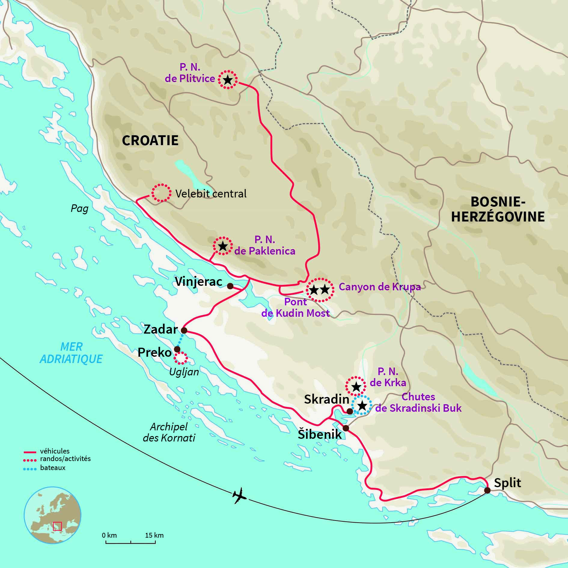 Carte Croatie : Découverte des parcs nationaux
