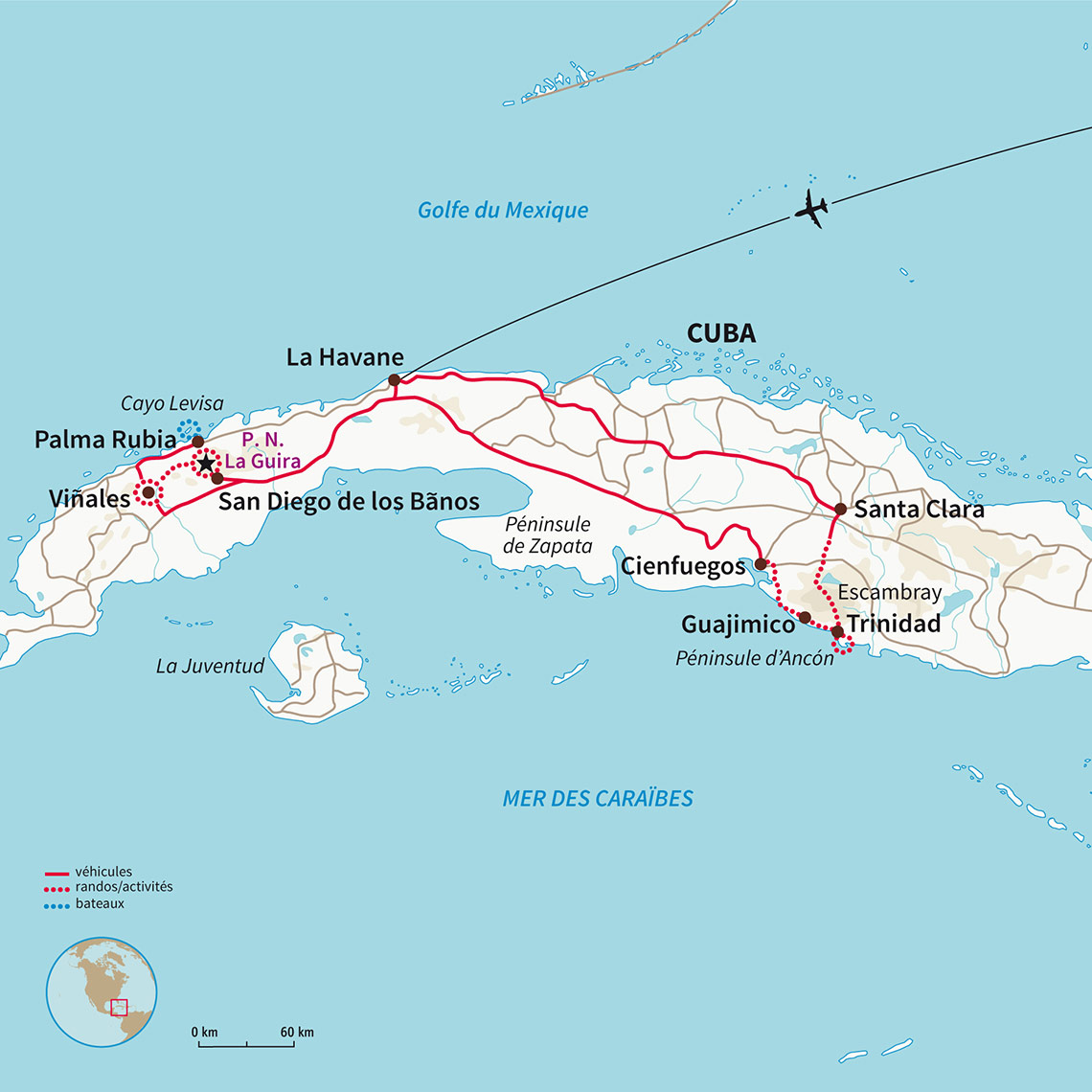 Carte Cuba : Cyclotrek à Cuba