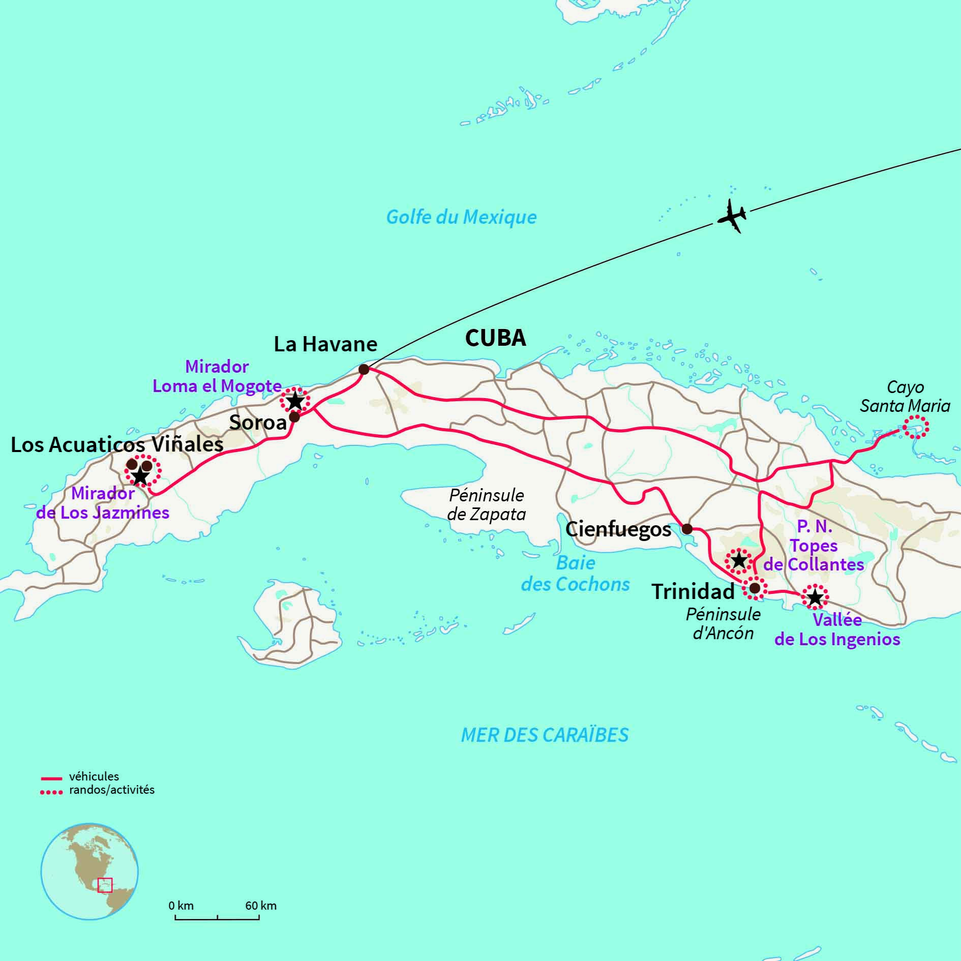 Carte Cuba : Découverte de l’Ouest avec chauffeur 