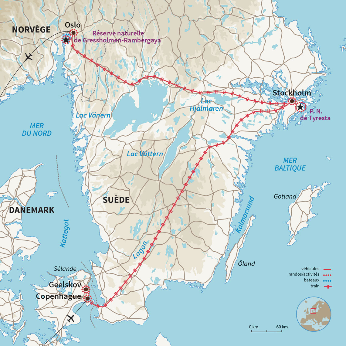 Carte Danemark : Le petit train du Nord