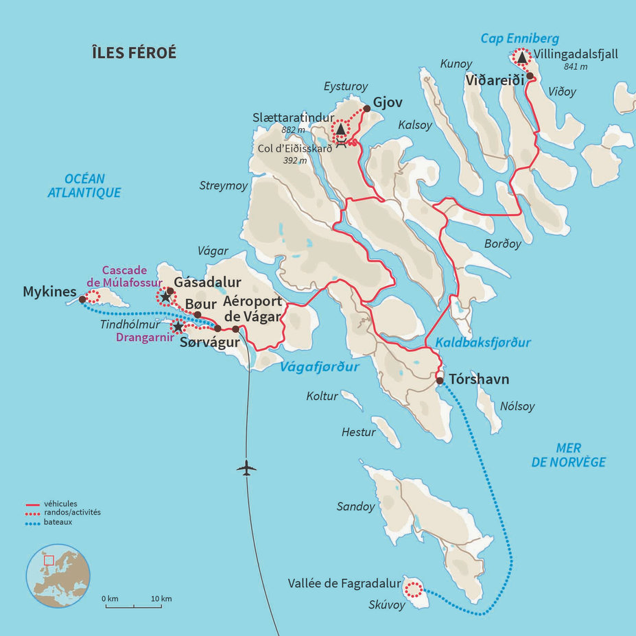Carte Îles Féroé : Les montagnes de l'Atlantique...