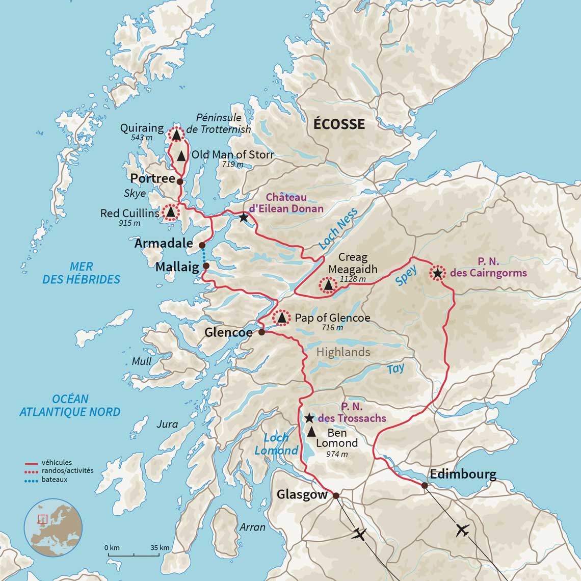 Carte Écosse : Ile de Skye et merveilles des Highlands 