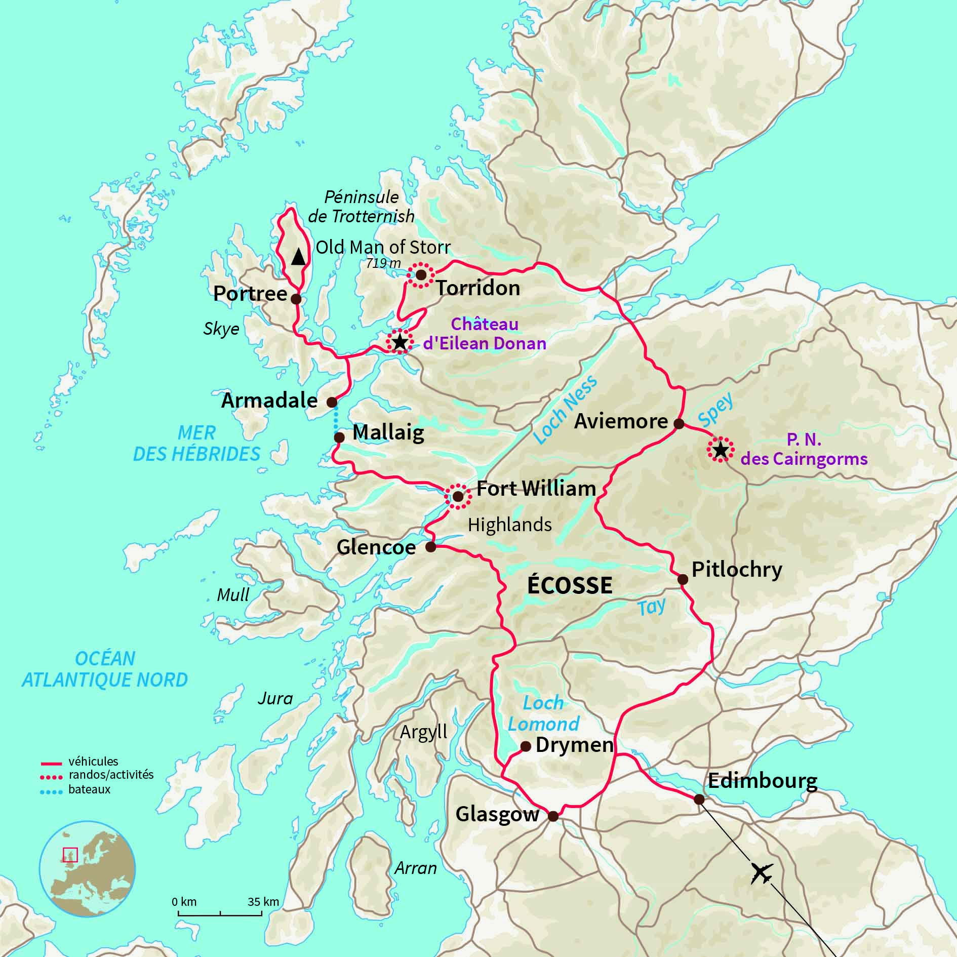 Carte Écosse : Le grand tour des Highlands