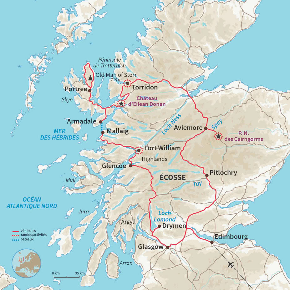 Carte Écosse : Le grand tour des Highlands