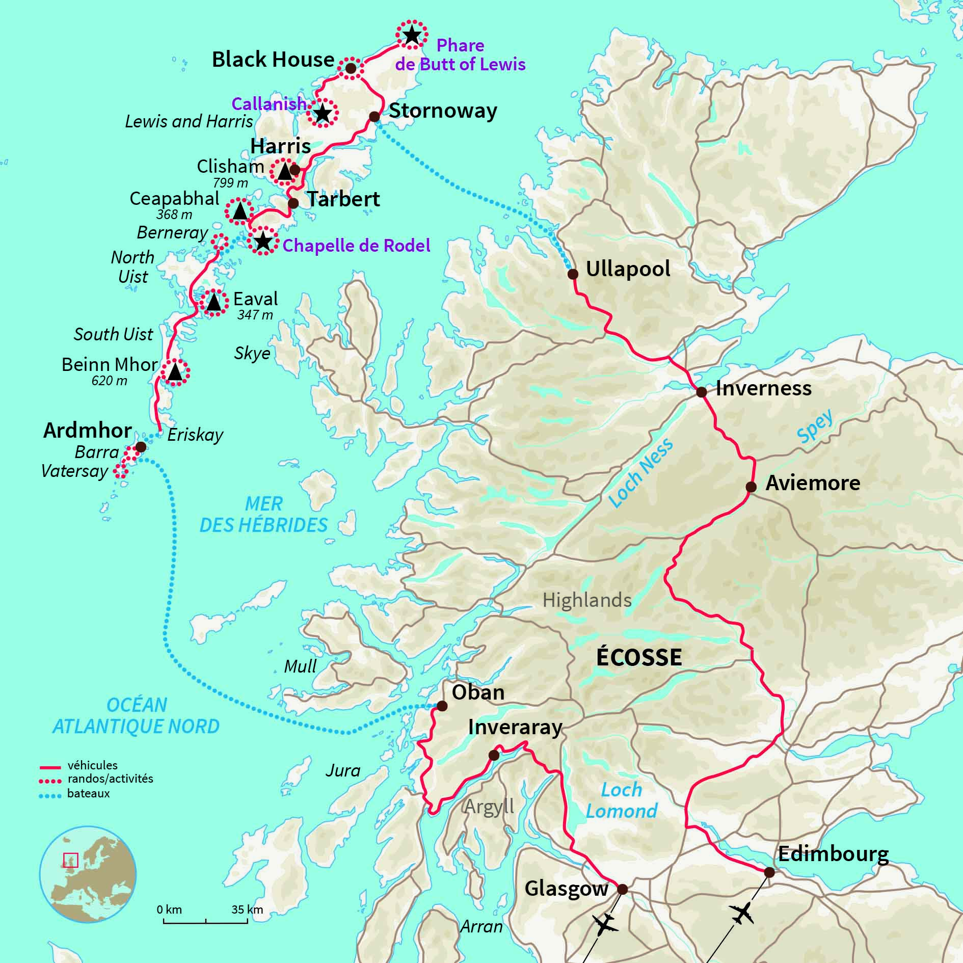 Carte Écosse : Le meilleur de l'archipel des Hébrides