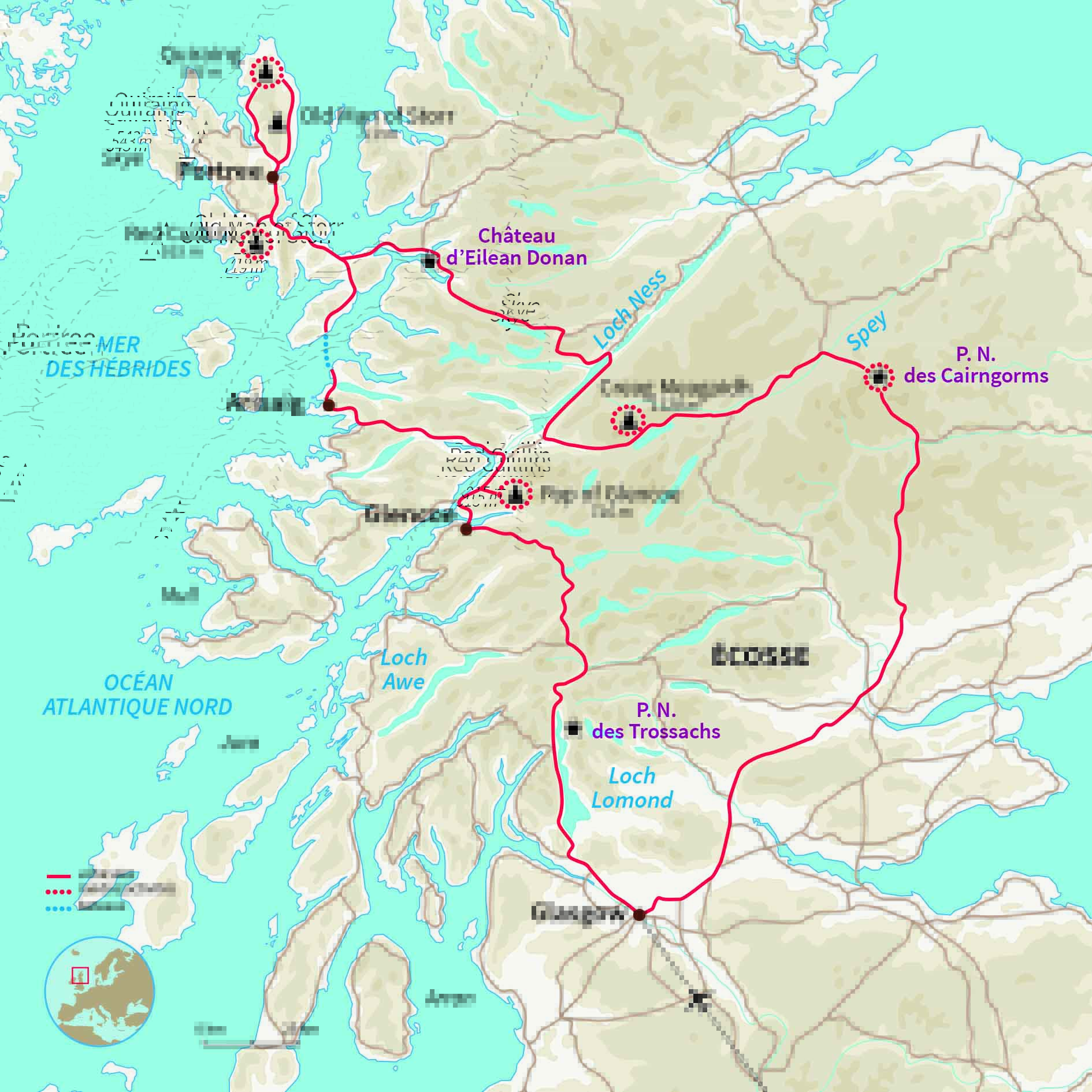 Carte Écosse : Ile de Skye et merveilles des Highlands 