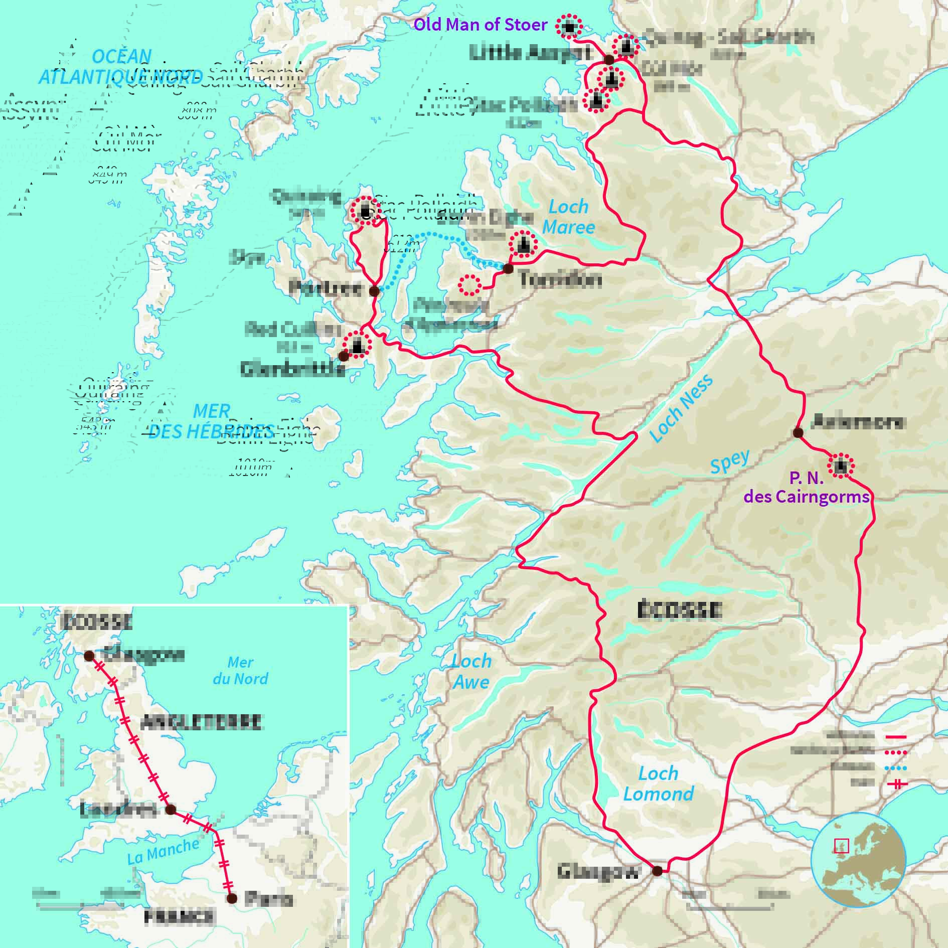 Carte Écosse : Les Highlands...nature sauvage (A/R en train)